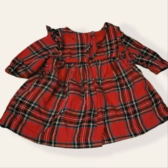 Old Navy Flannel Smocked Tartan Plaid Smocked Baby Dress - Picture 3 of 4